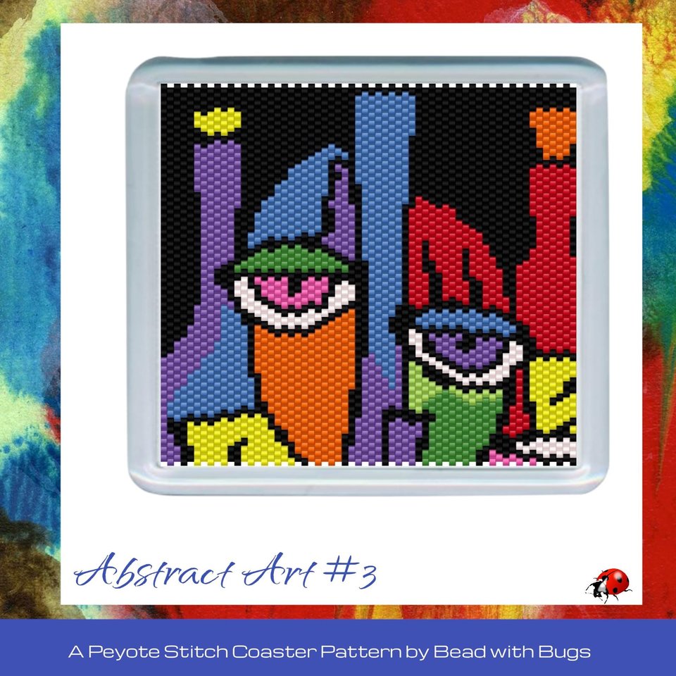 ABSTRACT ART 3: Peyote Stitch Beaded Coaster Pattern by Bead with Bugs