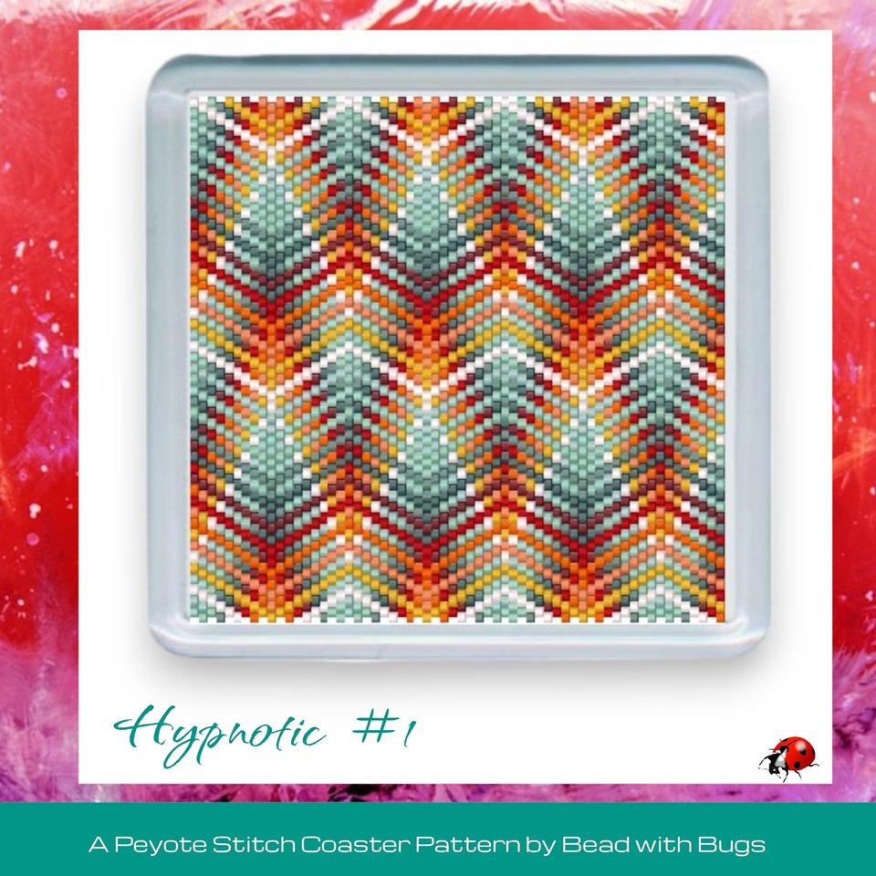 HYPNOTIC #1: Peyote Stitch Beaded Coaster Pattern by Bead with Bugs