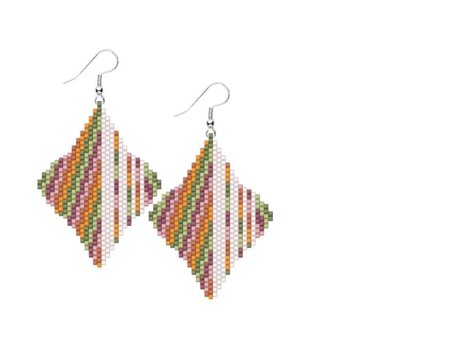 MID CENTURY MODERN:  Brick Stitch Beaded Earrings Pattern by Bead with Bugs