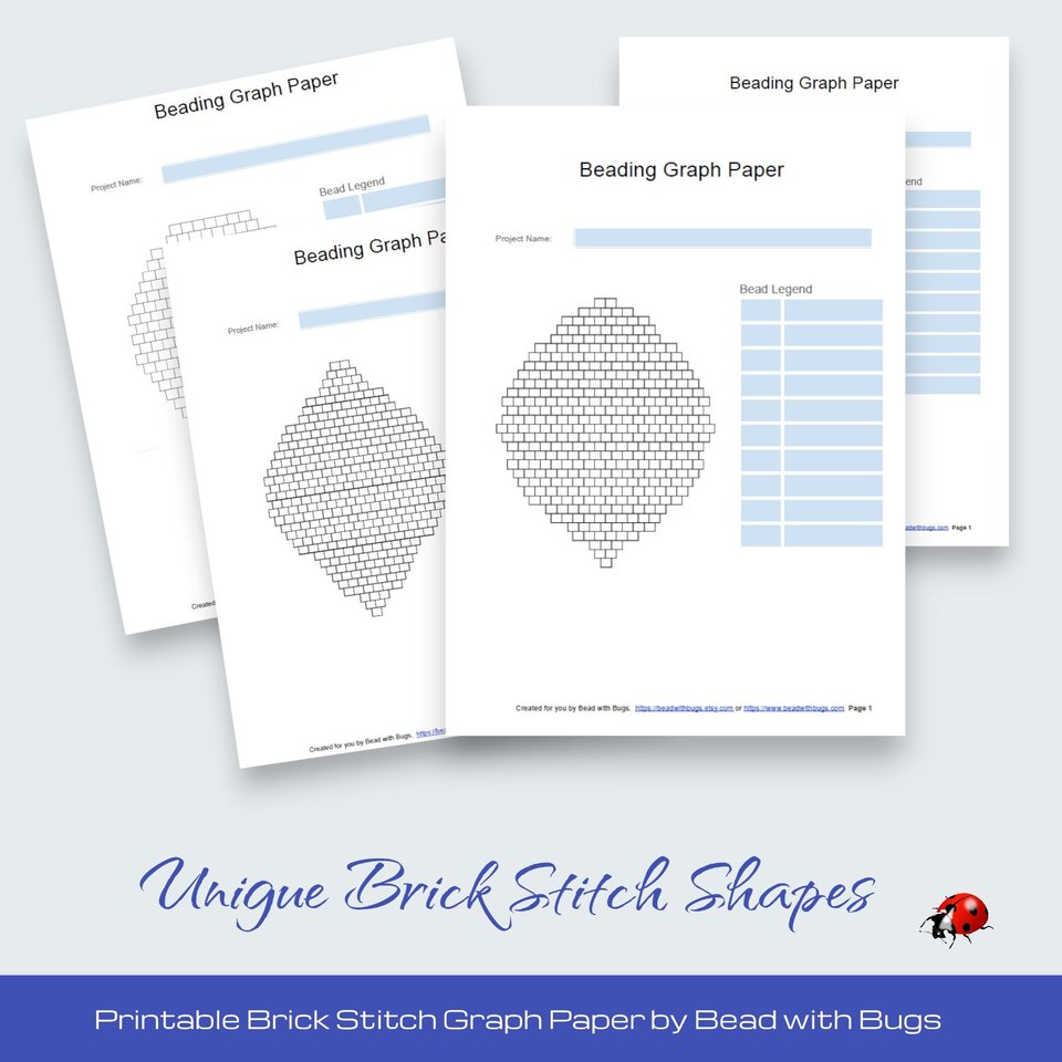 PRINTABLE GRAPH PAPER:   Unique Brick Stitch Earring Graph Paper For Creative Design
