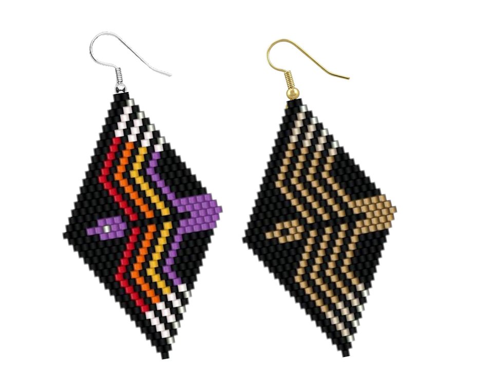IN FLIGHT:  Brick Stitch Beaded Earrings Pattern by Bead with Bugs