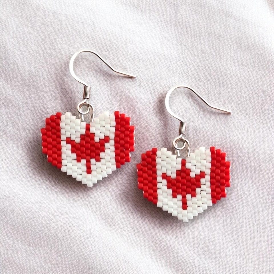 OH CANADA:  Brick Stitch Beaded Earrings Pattern by Bead with Bugs
