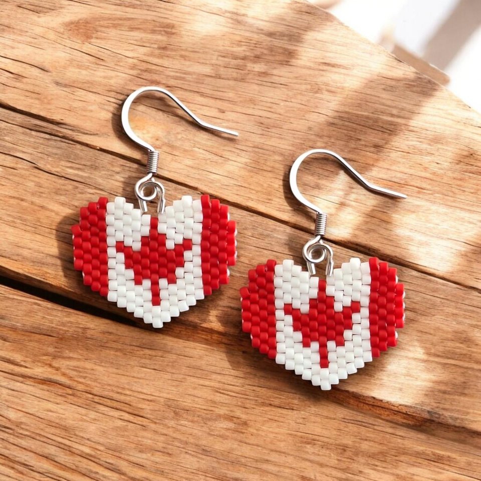 OH CANADA:  Brick Stitch Beaded Earrings Pattern by Bead with Bugs