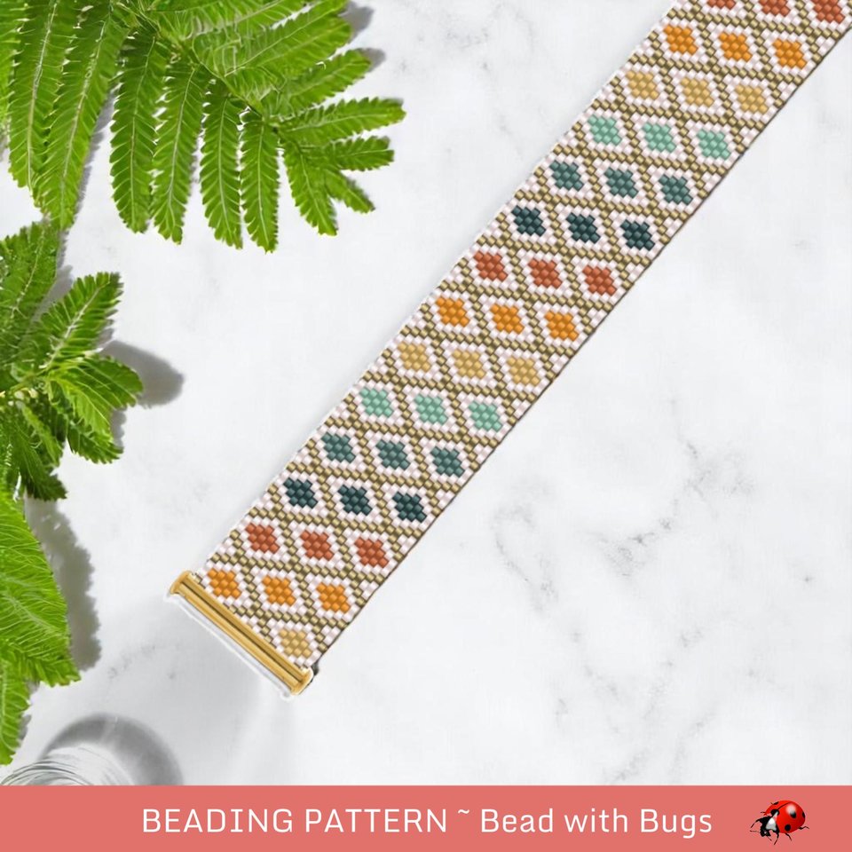 Peyote Stitch Bracelet Pattern, Boreal Forest Geometric Design (PDF)