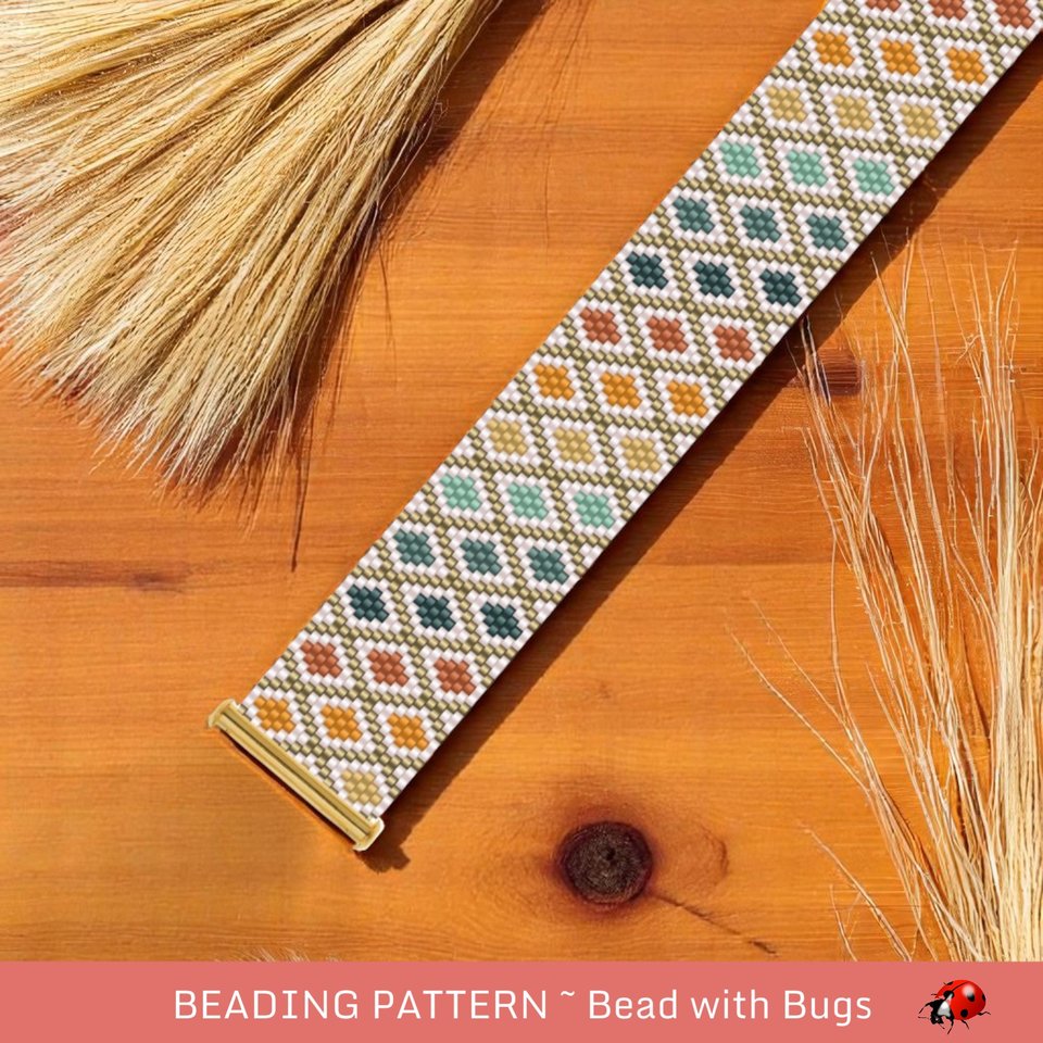 Peyote Stitch Bracelet Pattern, Boreal Forest Geometric Design (PDF)