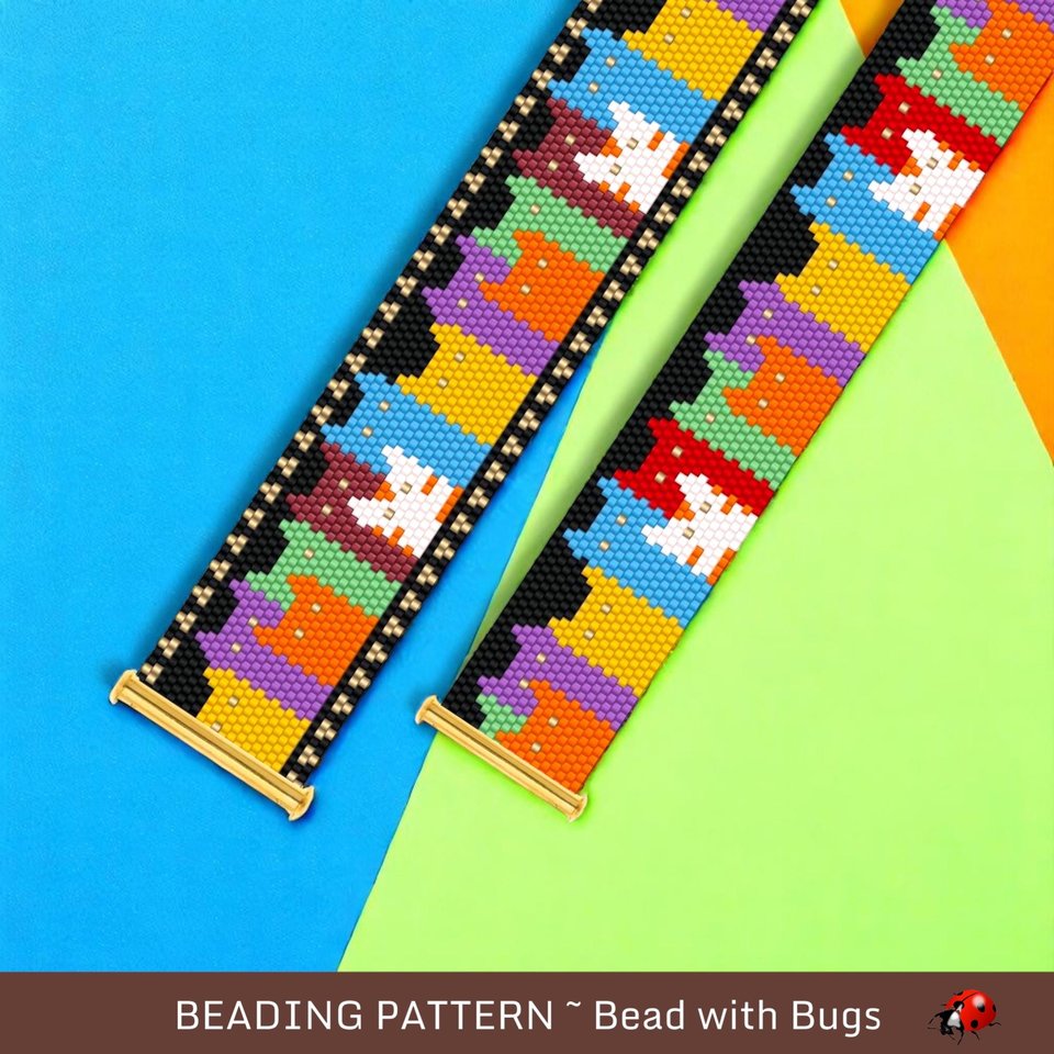 Peyote Stitch Beaded Bracelet Pattern (PDF), HAPPY CATS