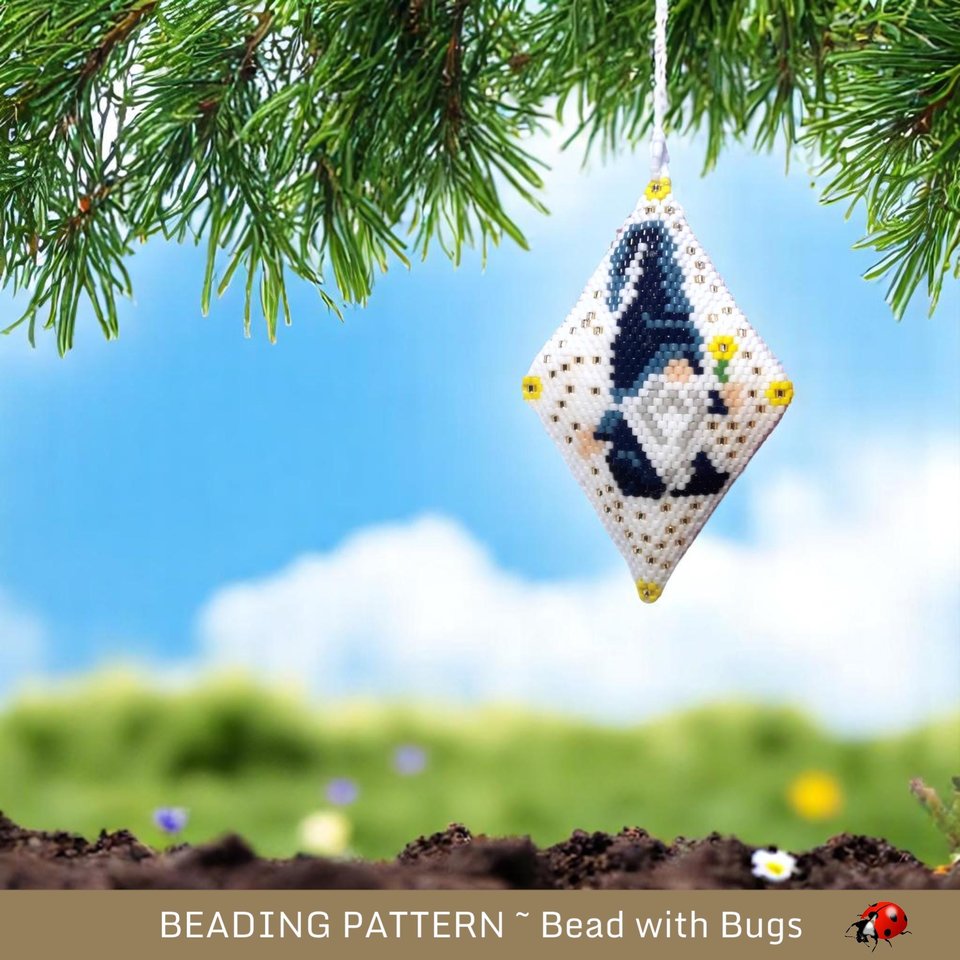 Blueberry the Gnome | 3D Beaded Pod Pattern | Peyote Stitch Purse Charm & Ornament PDF