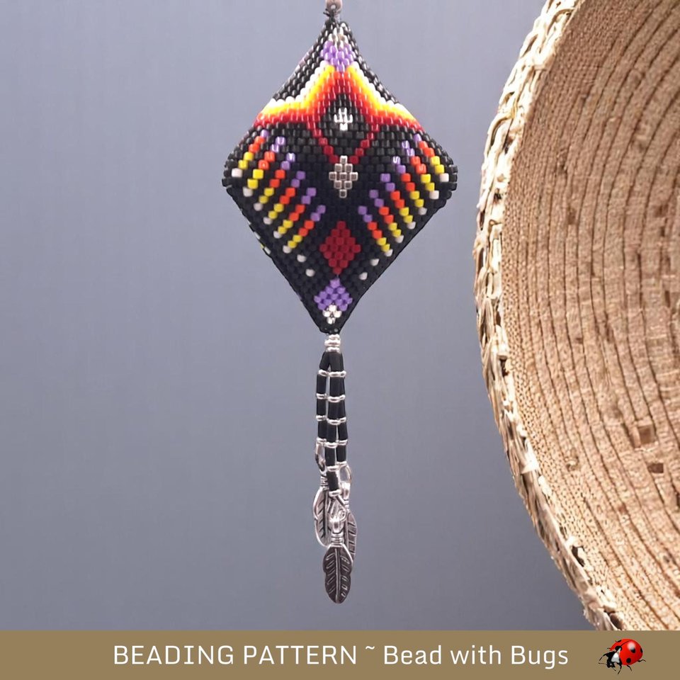 First Nations RAVEN SONG Pod Pattern | 3-Sided Peyote Stitch Design