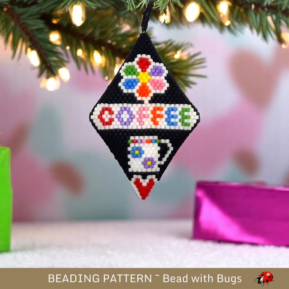3D Peyote Stitch Beaded Pod Pattern by Bead with Bugs, Coffee, Ornament, purse charm, decoraton, PDF