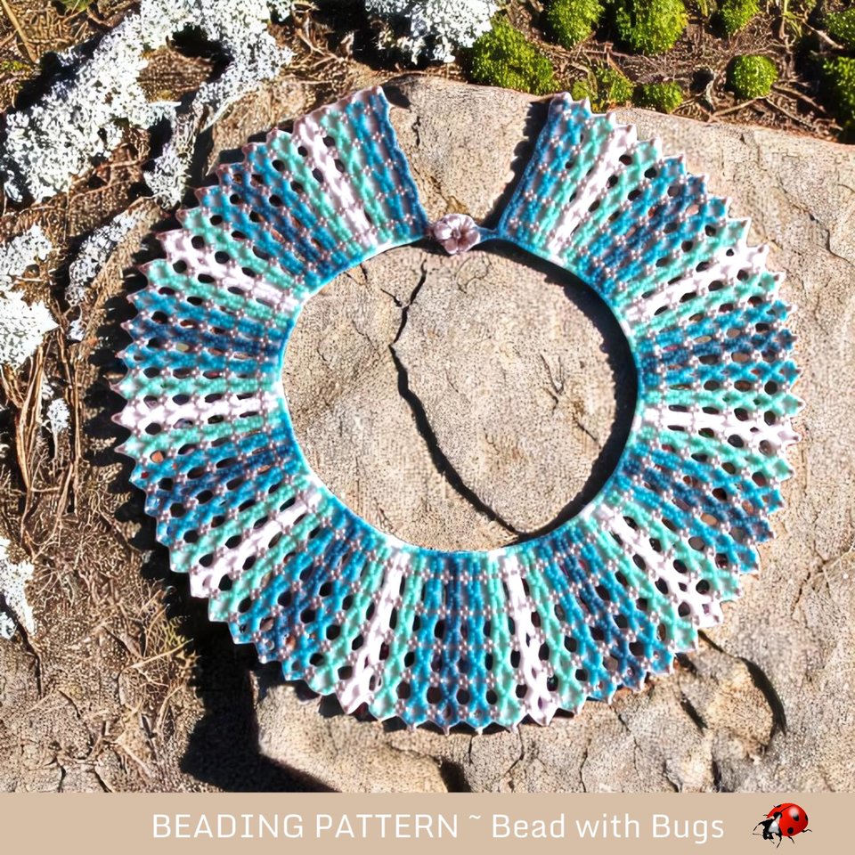 WATER FALL: Net Beaded Collar Necklace Pattern by Bead with Bugs