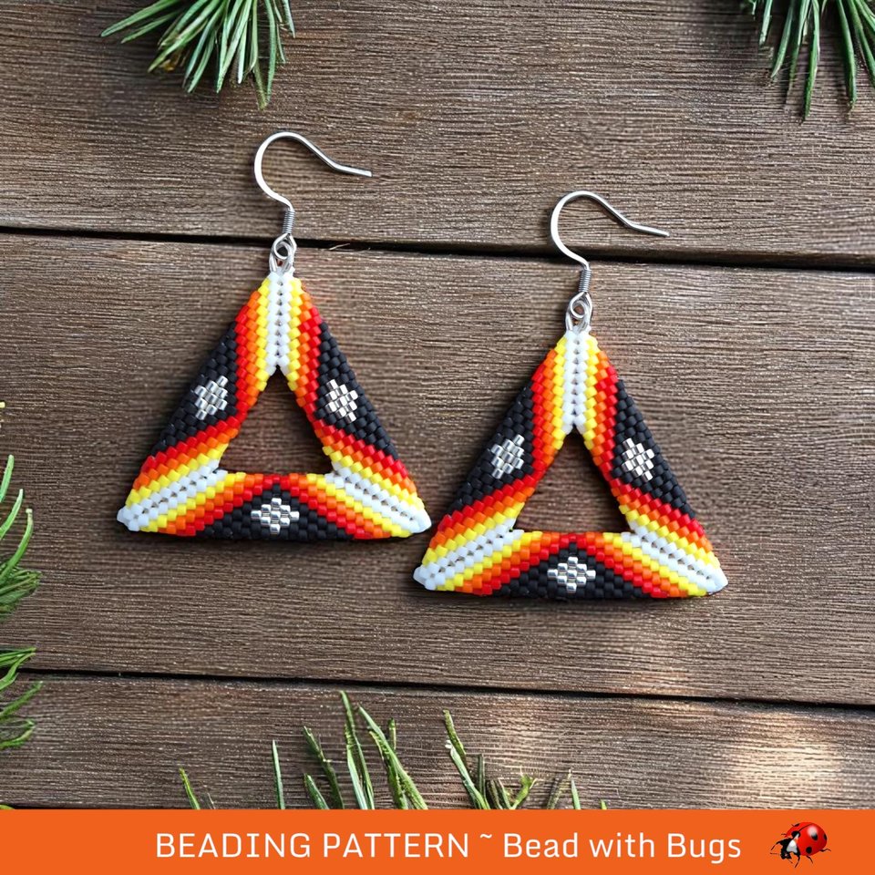 Peyote Stitch 3D Triangle  Earring Pattern, Arizona, Southwestern styled triangle earring PDF