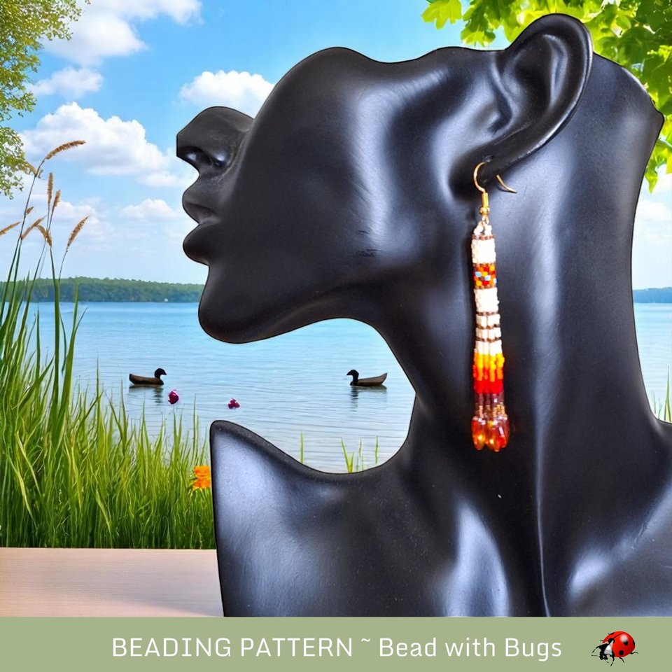 Peyote Stitch Beaded Bracelet an Earrings Pattern Set, FIRE & ICE 1, Southwestern Design, PDF
