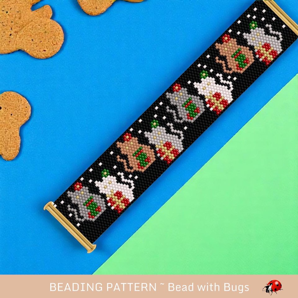 Peyote Stitch Bracelet Pattern Christmas Cats