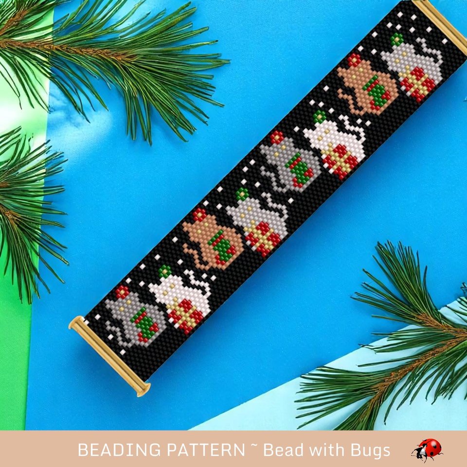 Peyote Stitch Bracelet Pattern Christmas Cats