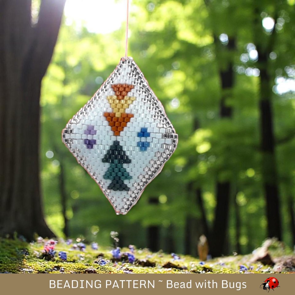 3D Peyote Stitch Beaded Pod Pattern by Bead with Bugs, Autumn Winds, Purse charm, ornament, tree decoration