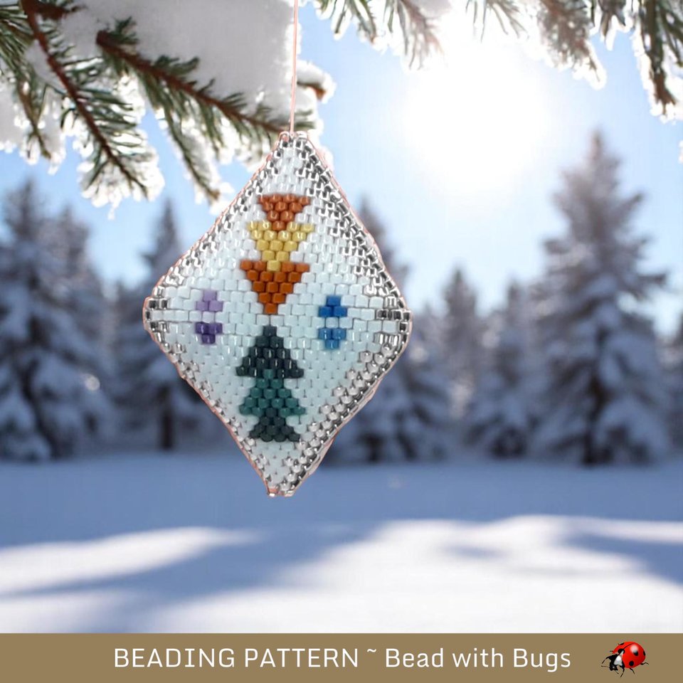 3D Peyote Stitch Beaded Pod Pattern by Bead with Bugs, Autumn Winds, Purse charm, ornament, tree decoration