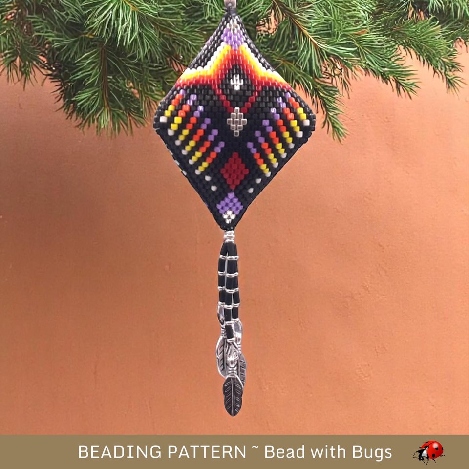 First Nations RAVEN SONG Pod Pattern | 3-Sided Peyote Stitch Design