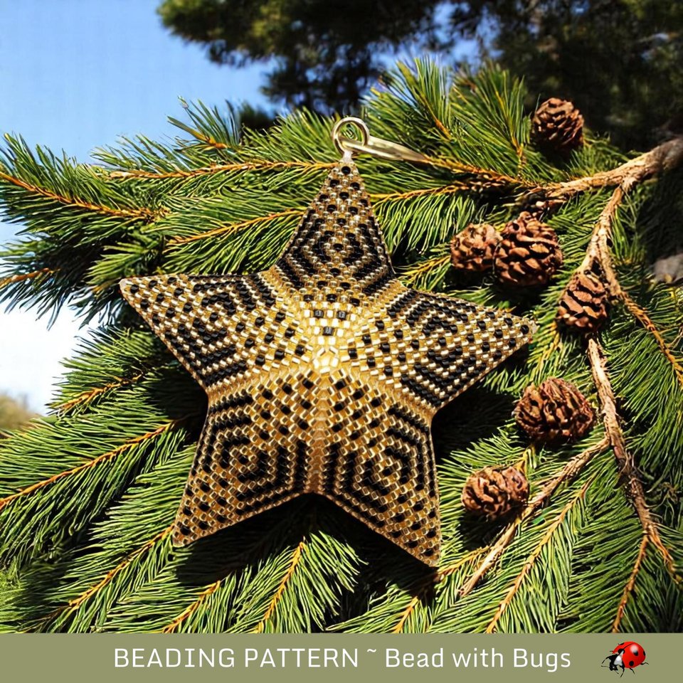 Two-Color Bead with Bugs PDF Pattern: Create your own DRAMATIC 3D Star!