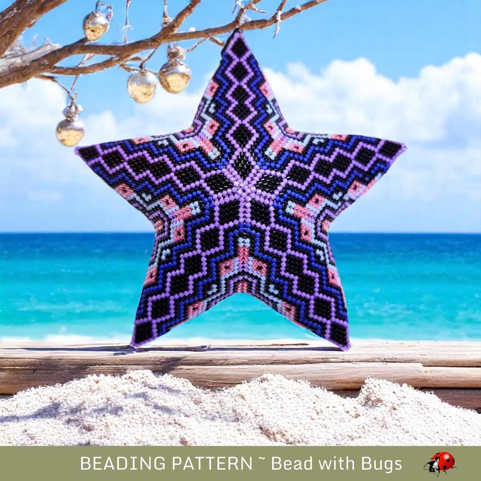 NATALIE,  Delightful 3D Beaded Star  PDF Pattern - Perfect for Christmas Tree Decoration