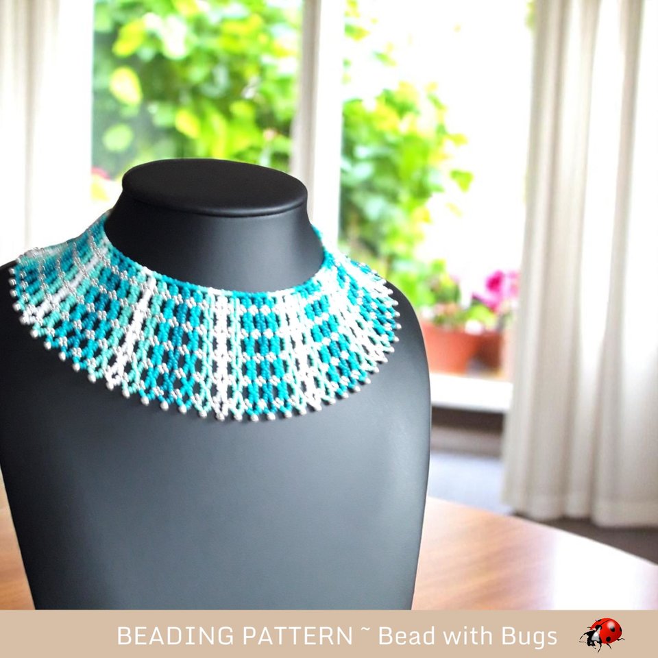 WATER FALL: Net Beaded Collar Necklace Pattern by Bead with Bugs