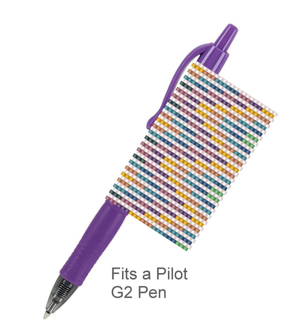 Peyote Stitch Beaded Pen Wrap by Bead with Bugs, BATIK STRIPES, Beaded Pen Wrap for Pilot G2 Pen