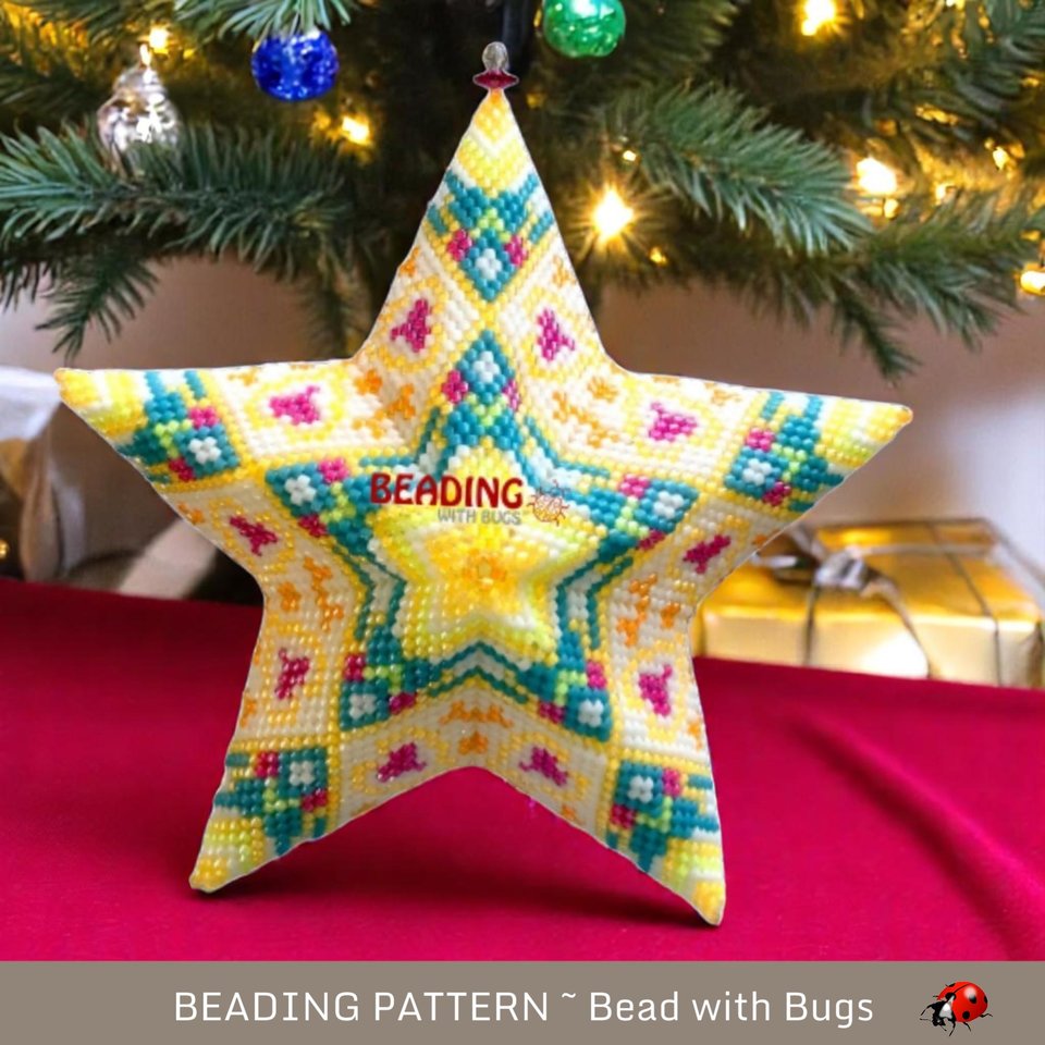 Beaded Star Pattern: Limoncello in Vibrant Gelato Colors - Peyote Stitch