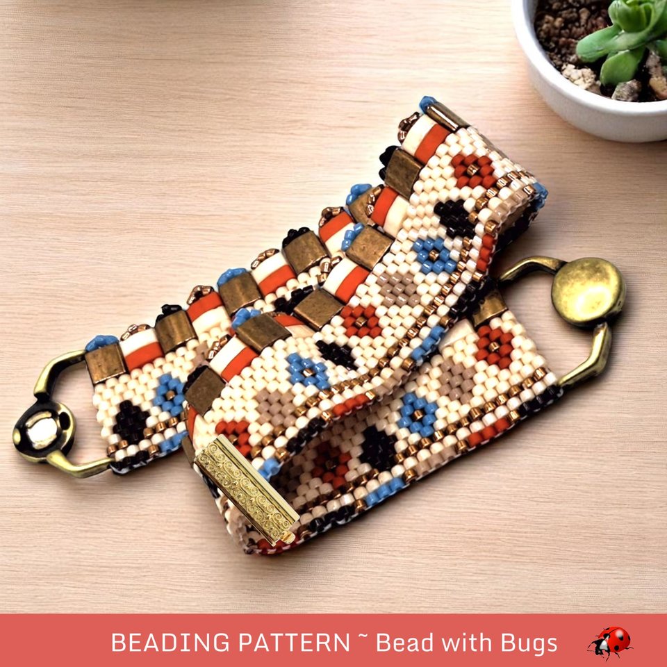 Peyote Stitch Beaded Bracelet Pattern by Bead with Bugs, AUTUMN FAIR, PDF