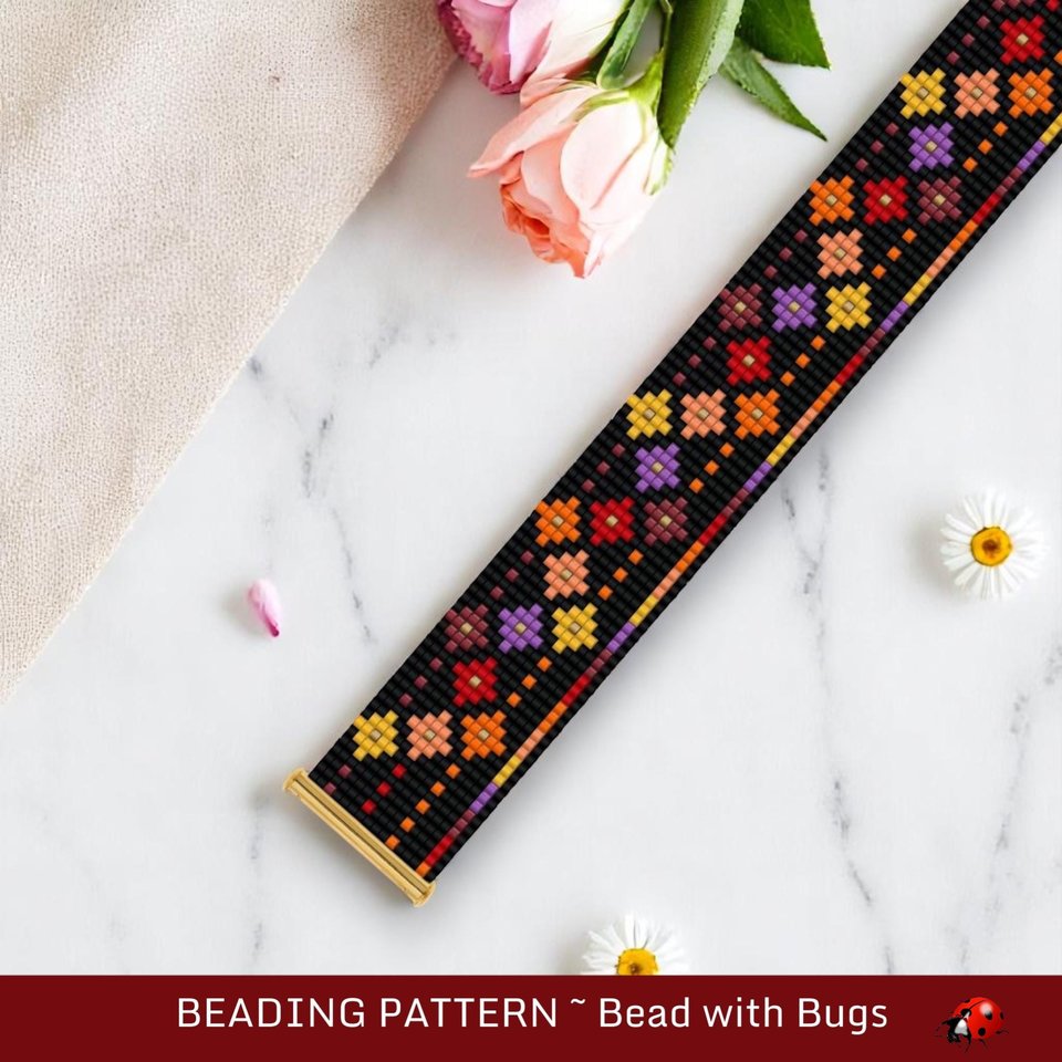 Loom Beaded Bracelet Pattern by Bead with Bugs, EMBERS, PDF