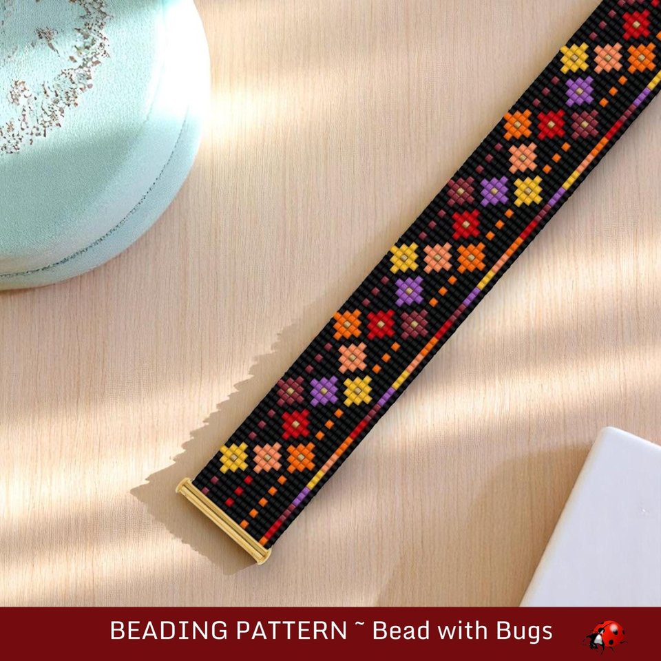 Loom Beaded Bracelet Pattern by Bead with Bugs, EMBERS, PDF