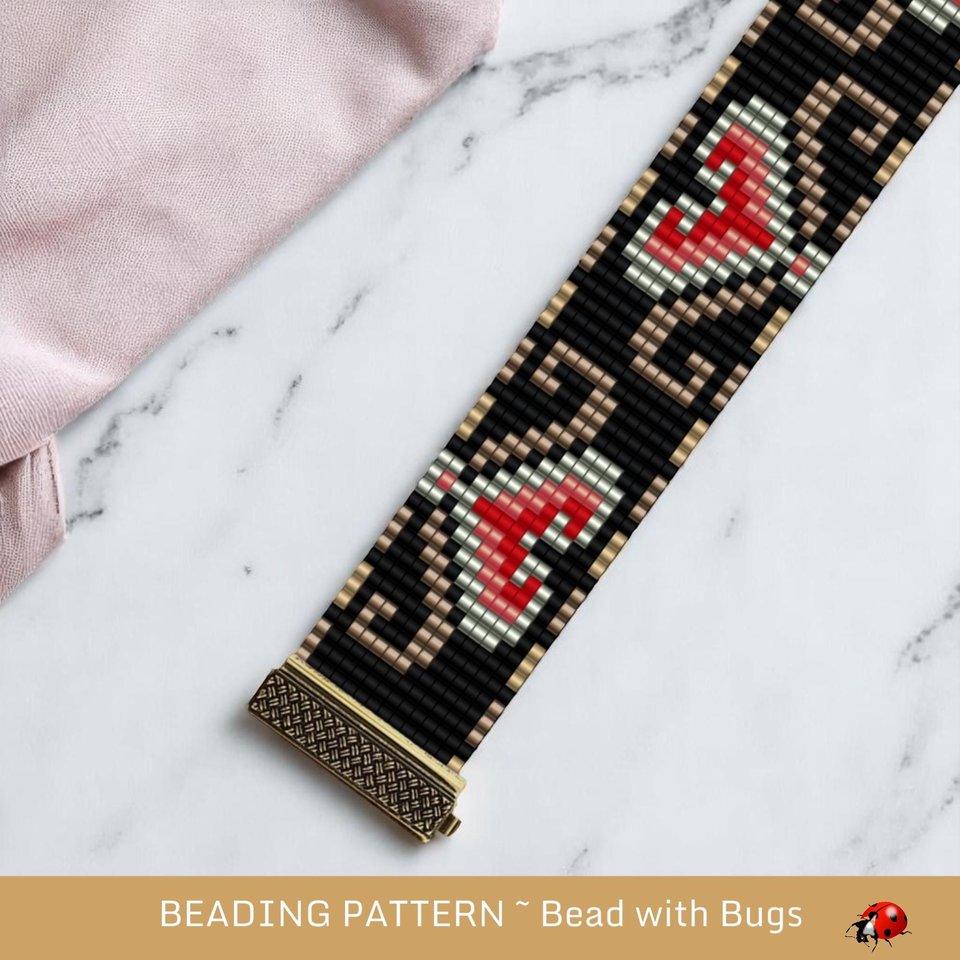 Loom Beaded Bracelet Pattern by Bead with Bugs, VICTORIAN VALENTINE, PDF