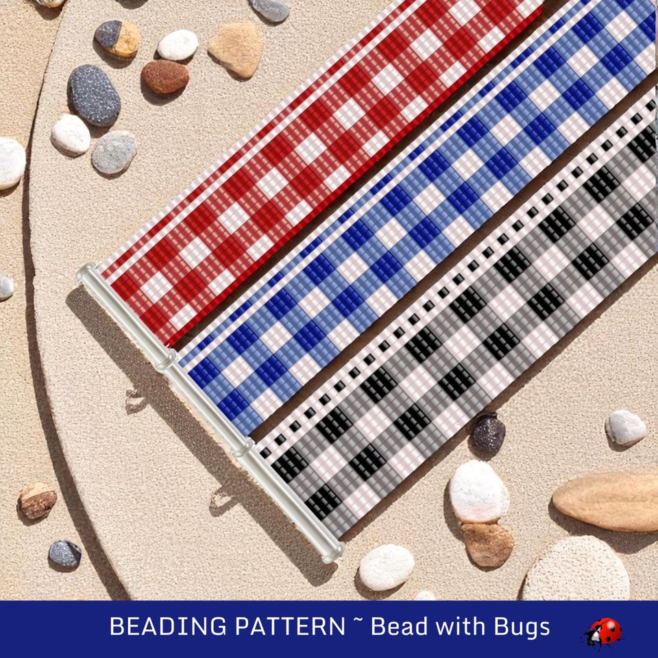 Loom Beaded Bracelet Pattern by Bead with Bugs, GINGHAM COLLECTION, PDF