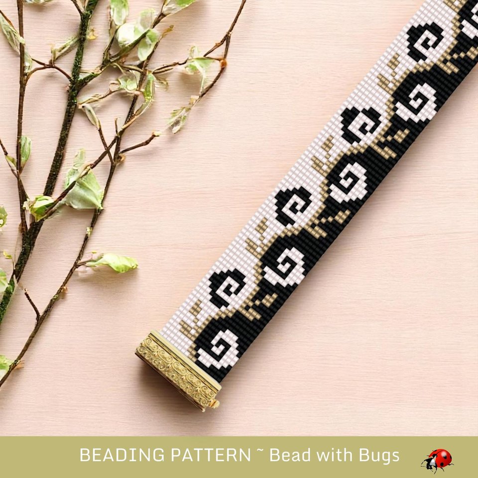 Loom Beaded Bracelet Pattern by Bead with Bugs, CLIMBING ROSES, PDF