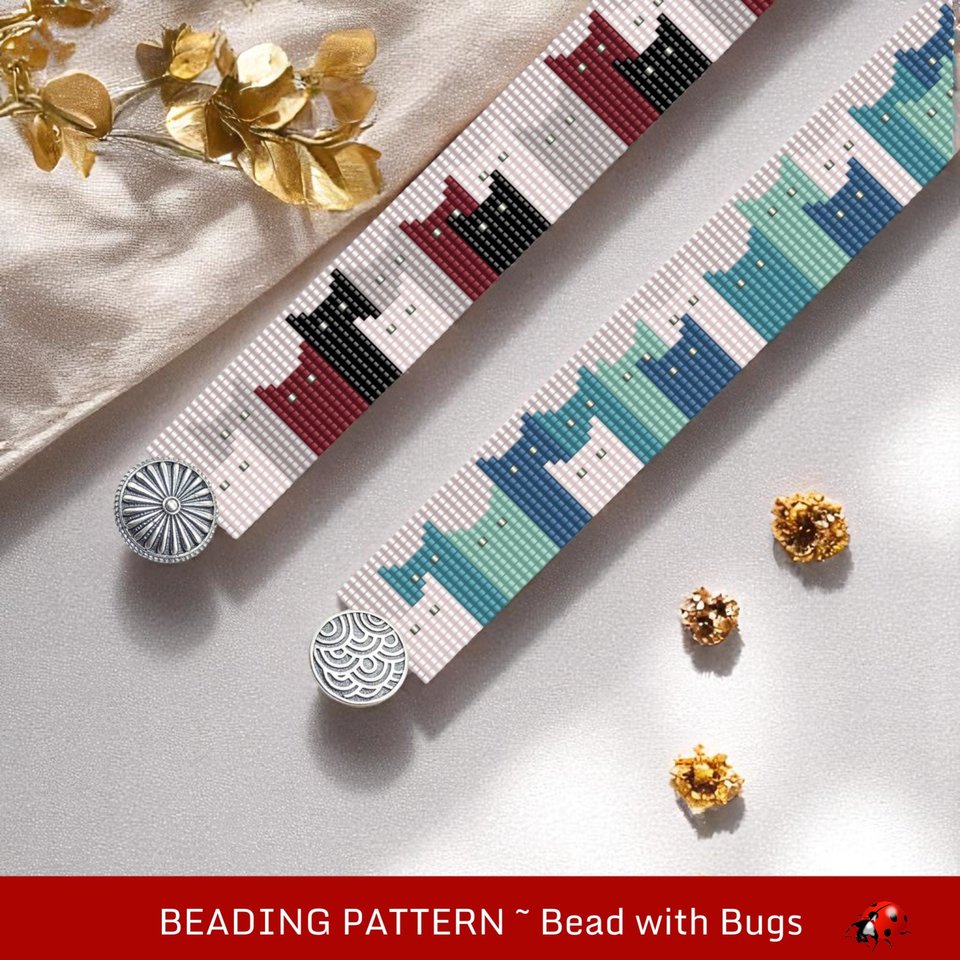 Loom Beaded Bracelet Pattern by Bead with Bugs, THE CATS, PDF