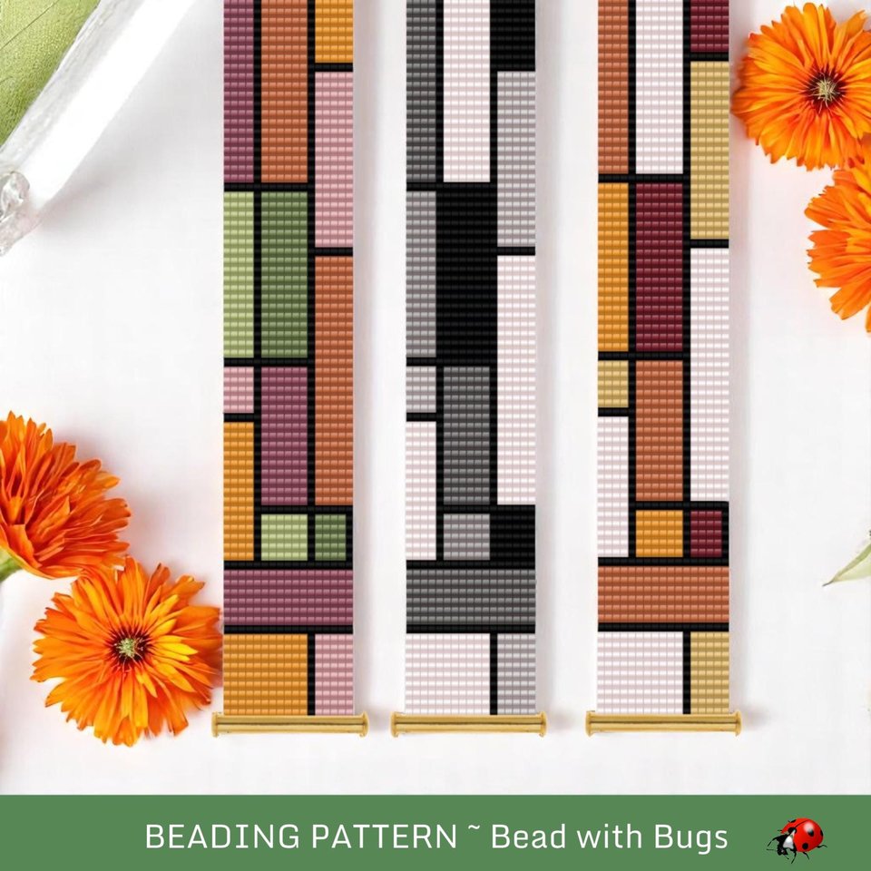 Loom Beaded Bracelet Pattern by Bead with Bugs, COLOUR BLOCKED, PDF