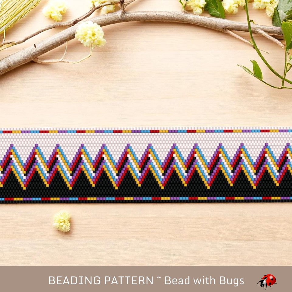 Peyote Stitch WIDE Beaded Bracelet Pattern by Bead with Bugs, A Statement Bracelet, PDF
