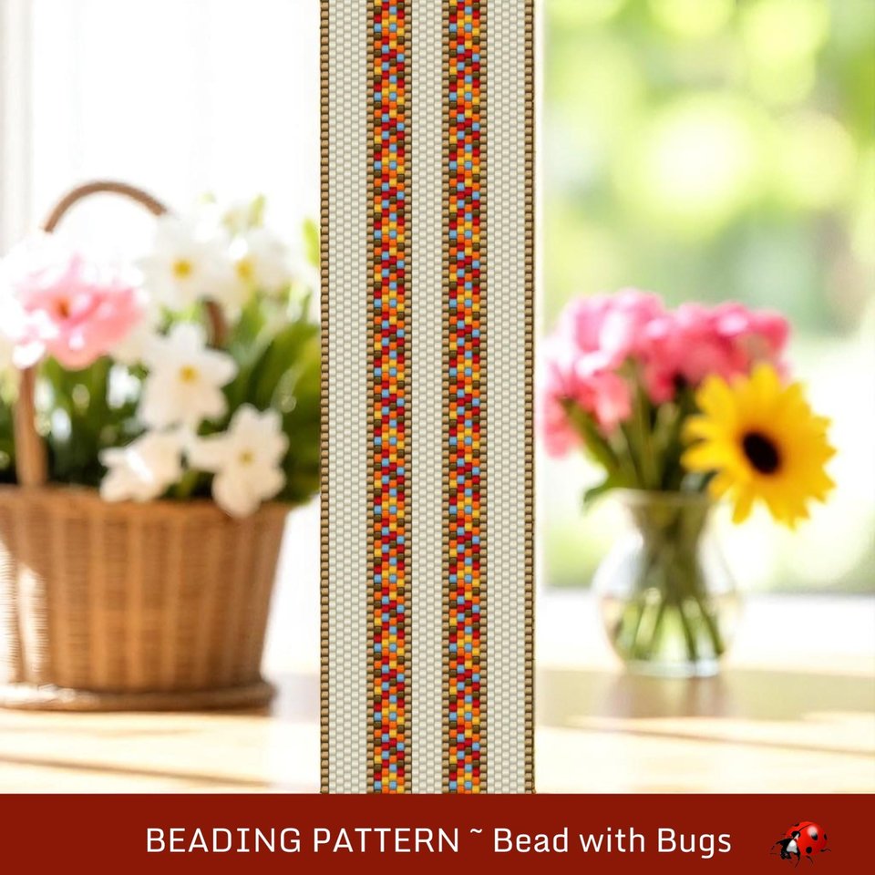 Peyote Stitch WIDE Beaded Bracelet Pattern by Bead with Bugs, Southwest Desert, PDF