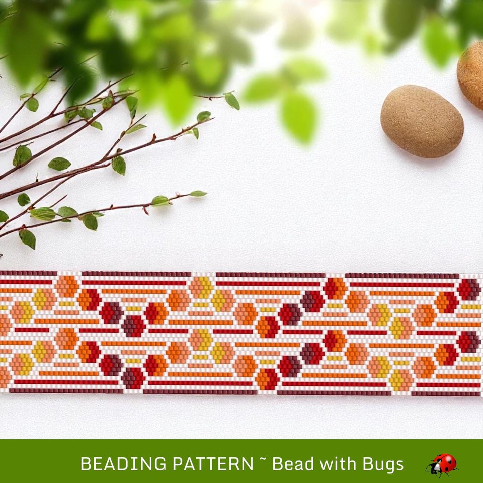 Peyote Stitch WIDE Beaded Bracelet Pattern by Bead with Bugs, Through the Fire, PDF