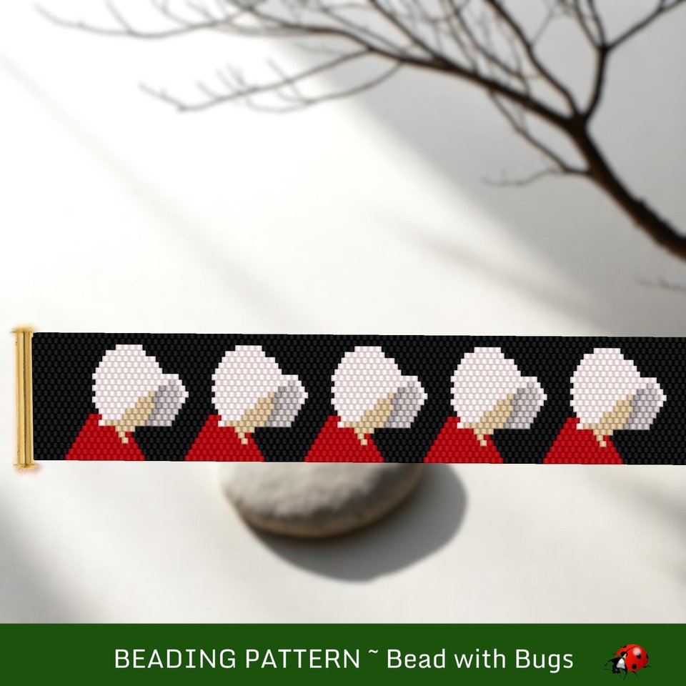 Peyote Stitch Beaded Bracelet Pattern by Bead with Bugs, Handmaiden, this bracelet is hot, PDF