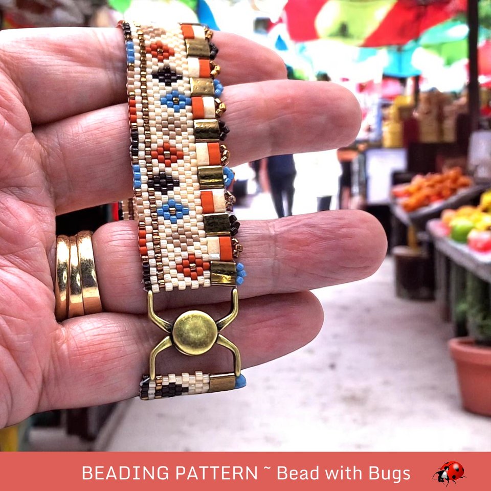 Peyote Stitch Beaded Bracelet Pattern by Bead with Bugs, AUTUMN FAIR, PDF