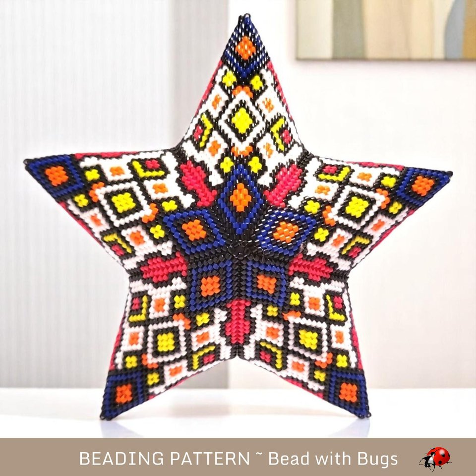 FANTASY the 3D Beaded Peyote Star Pattern by Bead with Bugs.