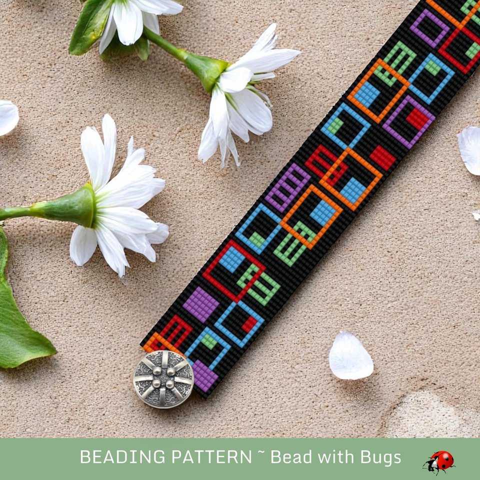 Loom Beaded Bracelet Pattern by Bead with Bugs, BOXED IN, PDF