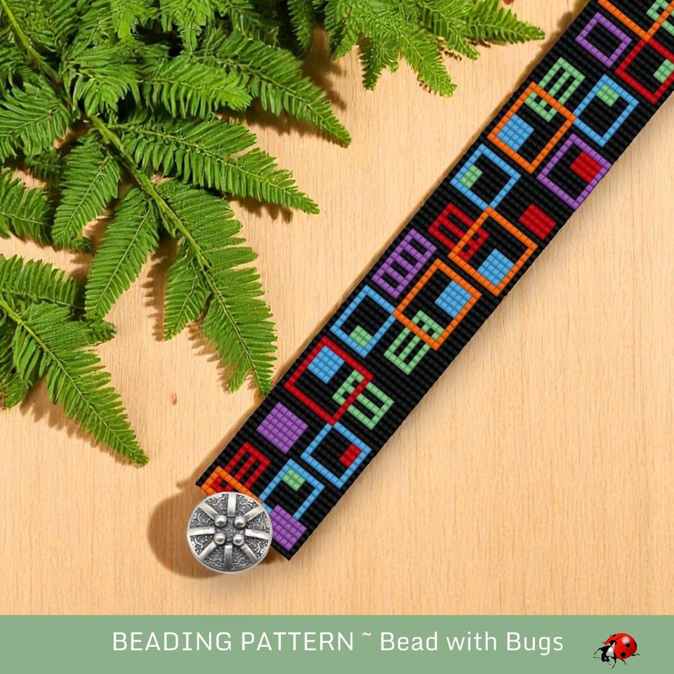 Loom Beaded Bracelet Pattern by Bead with Bugs, BOXED IN, PDF