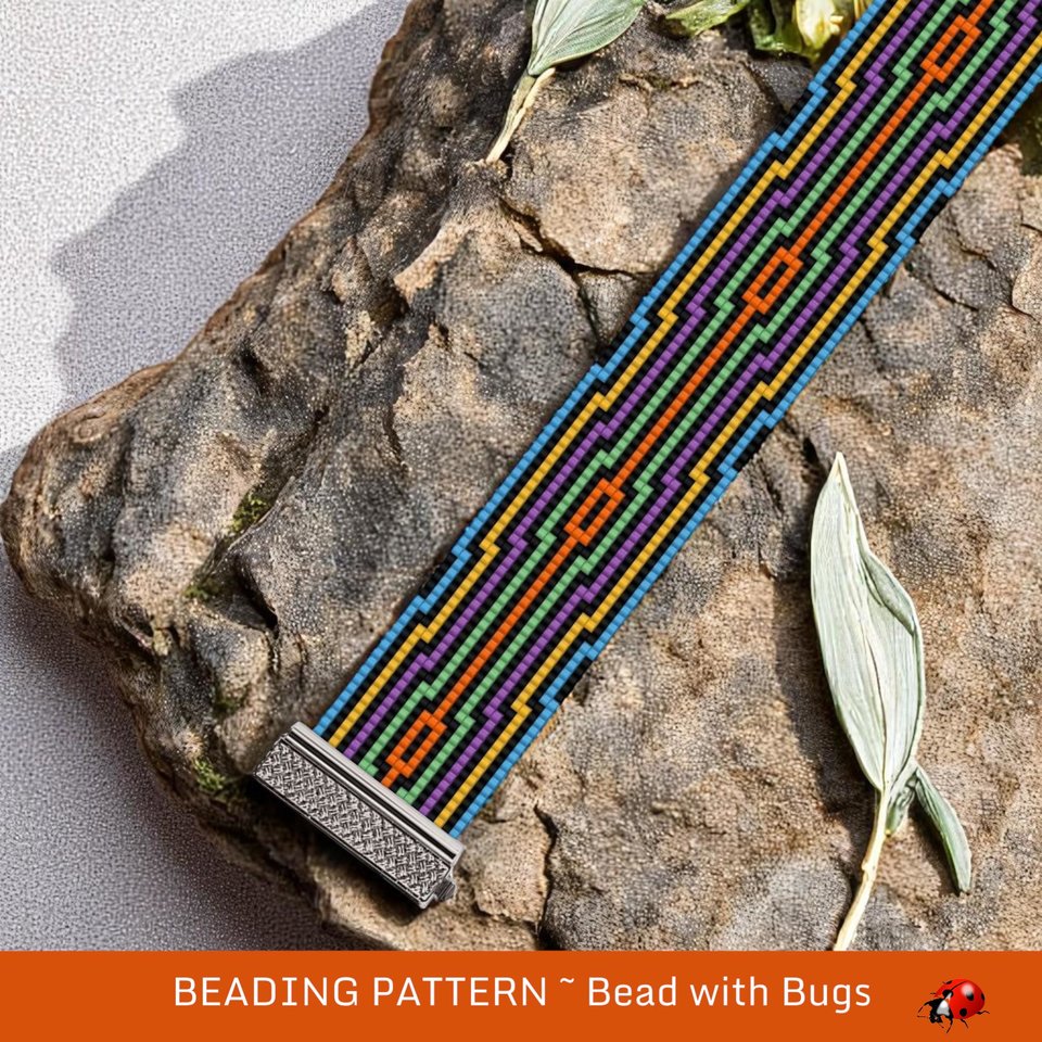 Loom Beaded Bracelet Pattern by Bead with Bugs, SWINGING SIXTIES, PDF