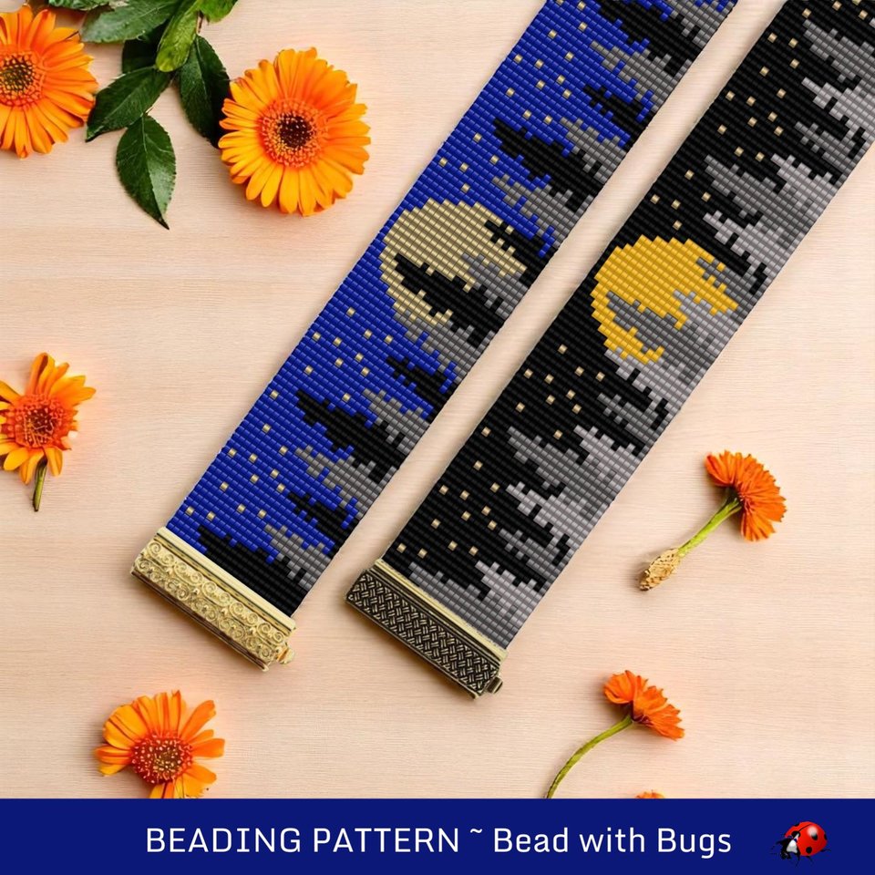 Loom Beaded Bracelet Pattern by Bead with Bugs, MOON RISE, PDF
