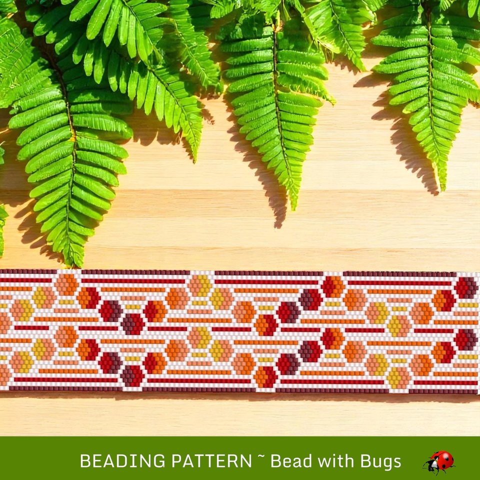 Peyote Stitch WIDE Beaded Bracelet Pattern by Bead with Bugs, Through the Fire, PDF