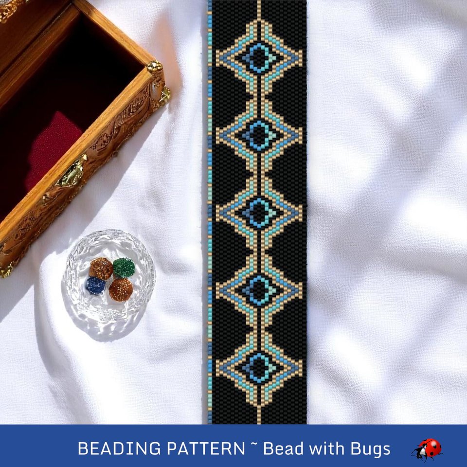 Peyote Stitch WIDE Beaded Bracelet Pattern by Bead with Bugs, Drama Queen, PDF
