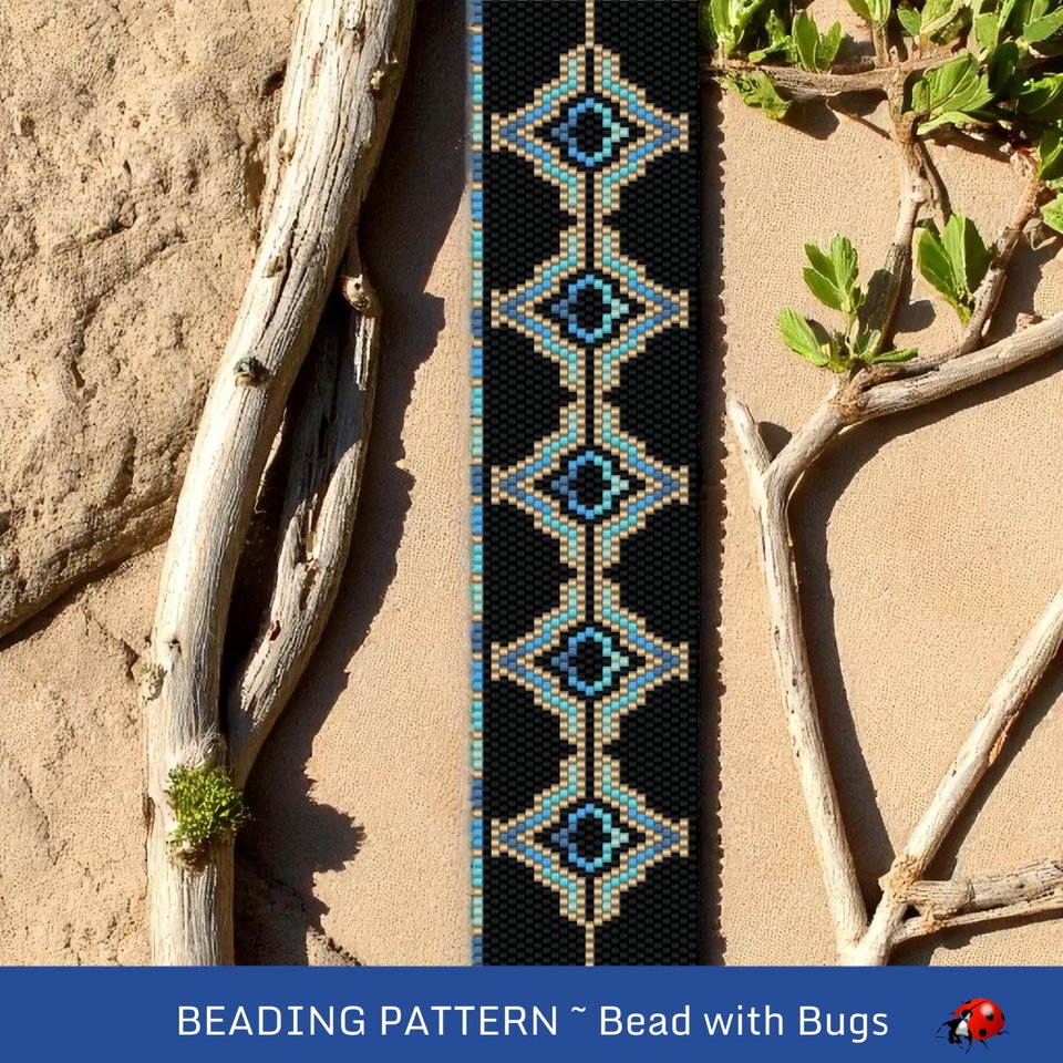 Peyote Stitch WIDE Beaded Bracelet Pattern by Bead with Bugs, Drama Queen, PDF