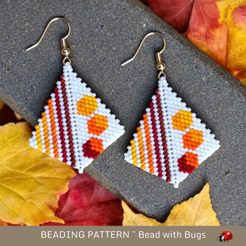 Peyote Stitch Beaded Bracelet an Earrings Pattern Set, Through the Fire, PDF