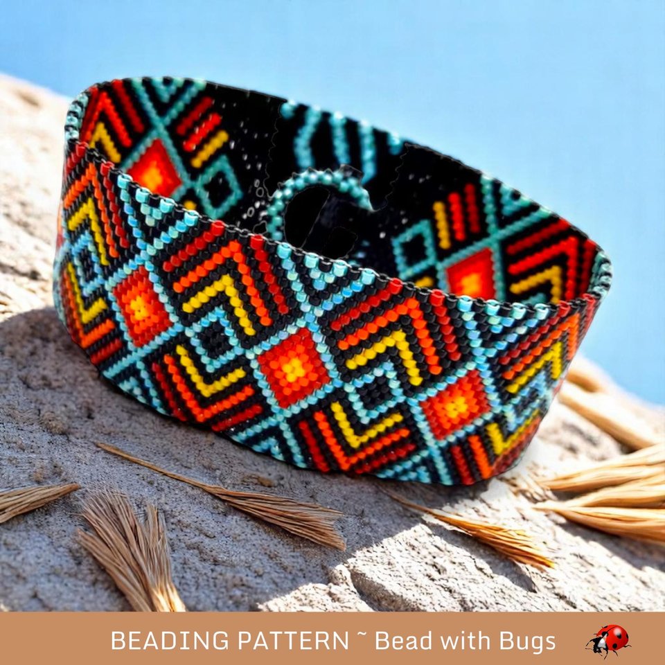Peyote Stitch Beaded Bracelet an Earrings Pattern Set, The Plains, PDF