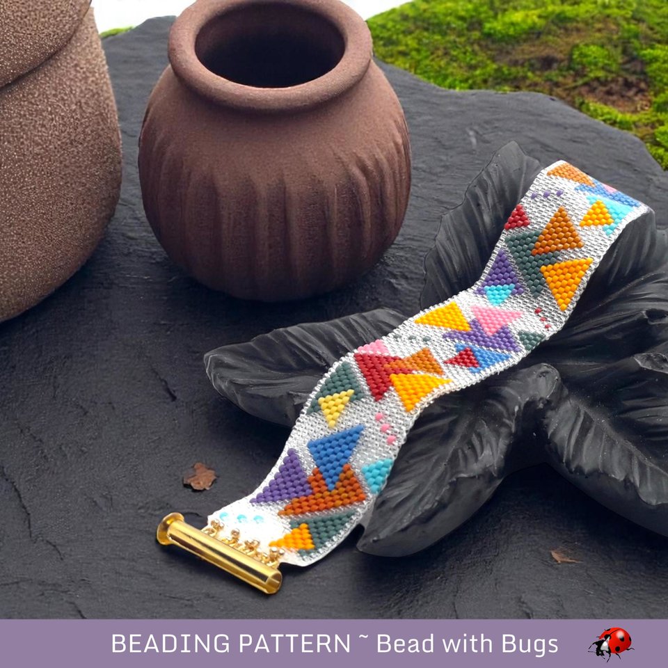 Peyote Stitch Beaded Bracelet an Earrings Pattern Set, All the Angles, PDF